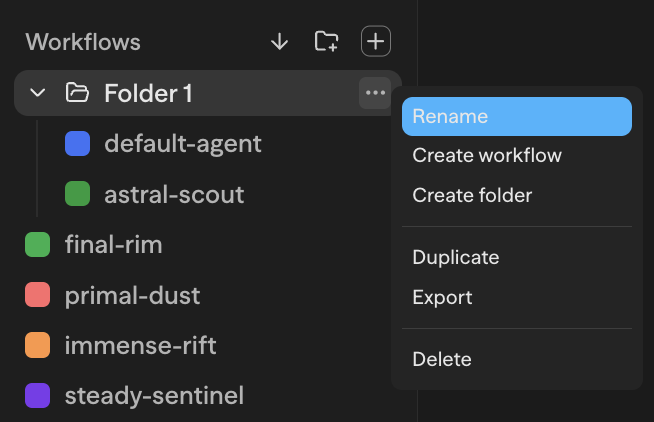 Folder context menu