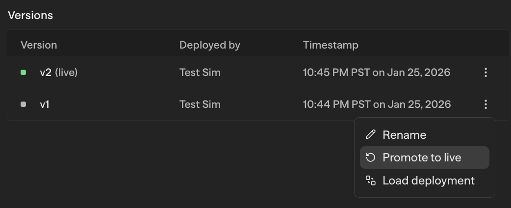 Promote deployment to live